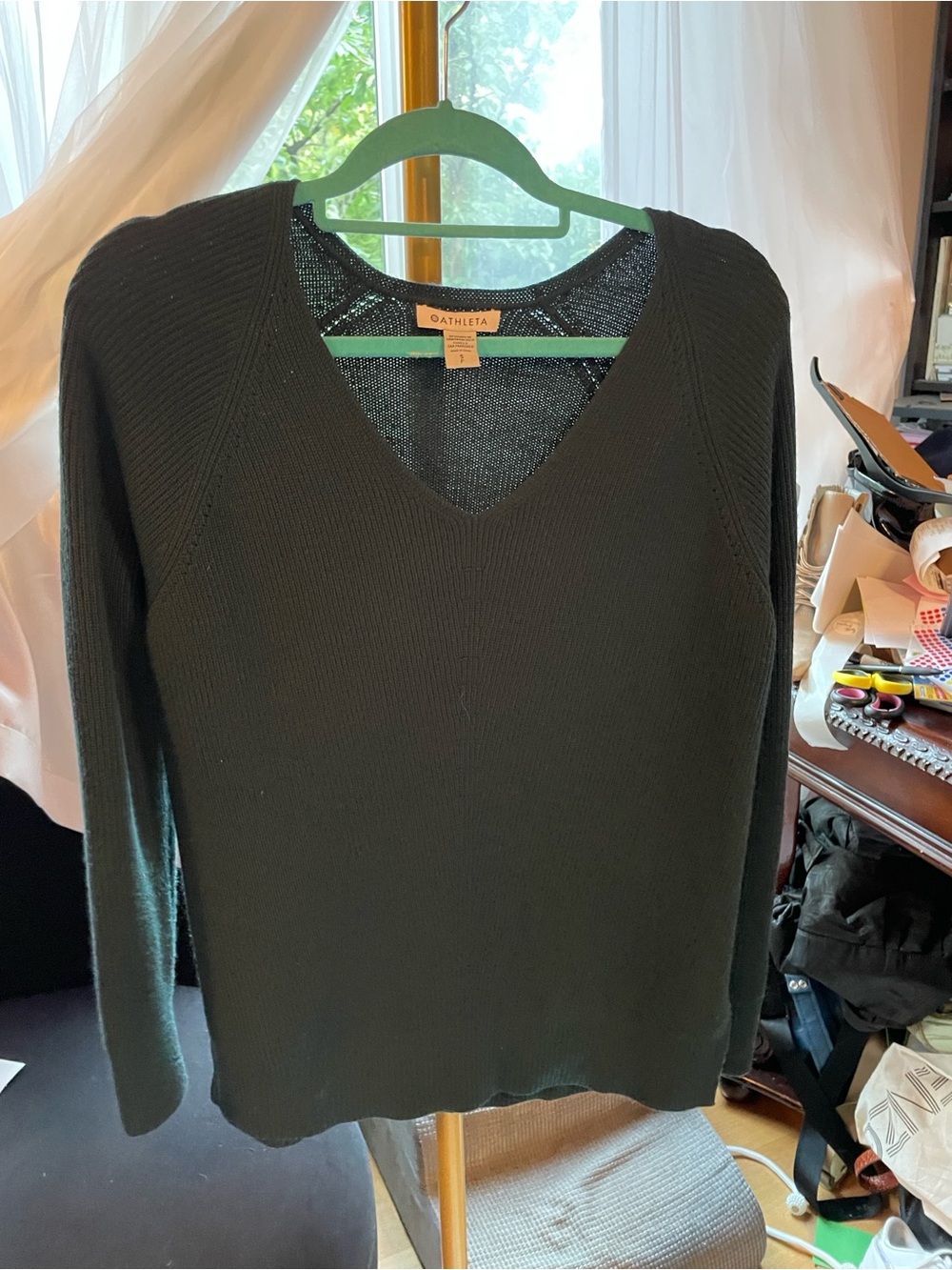 Athleta Women's Elegant Teal V-Neck Sweater